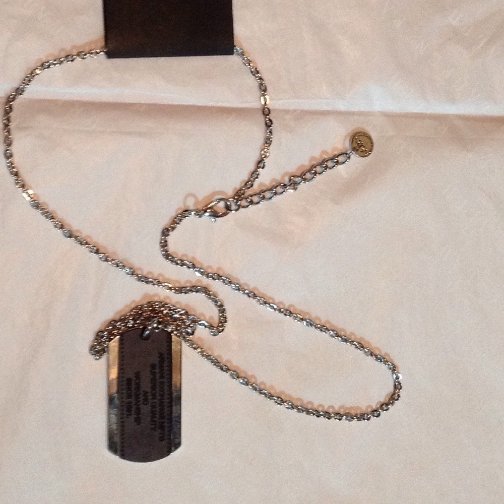 COPY - Armani Exchange Necklace Metal Dark Grey Leather